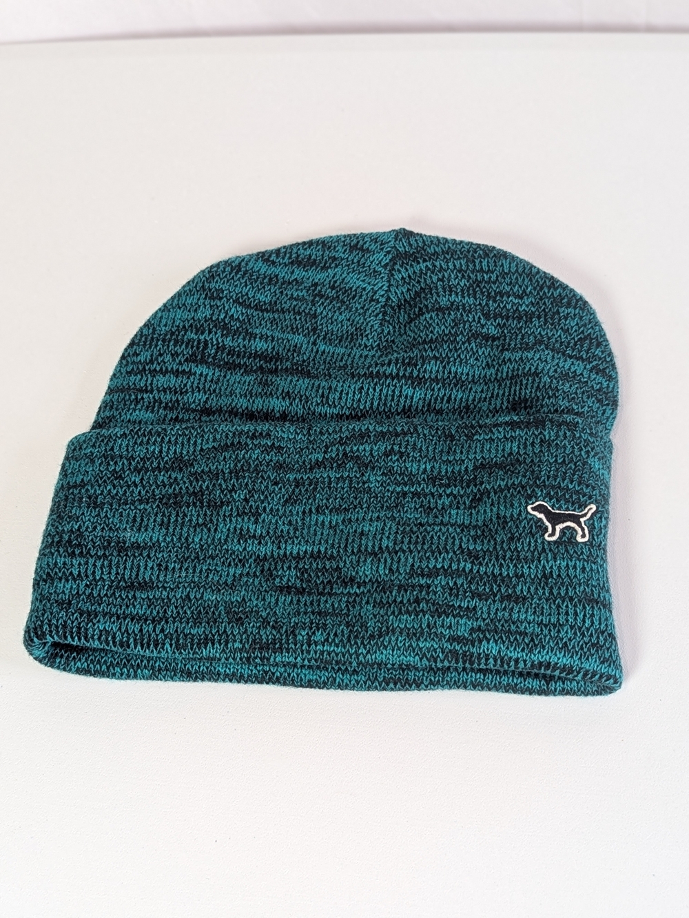 PINK Victoria’s Secret Teal Black Marled Knit Beanie Hat NWOT